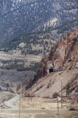 View of 12 Mile Bluff at Fountain w. Budd Car, Photo by Mike Cleven
