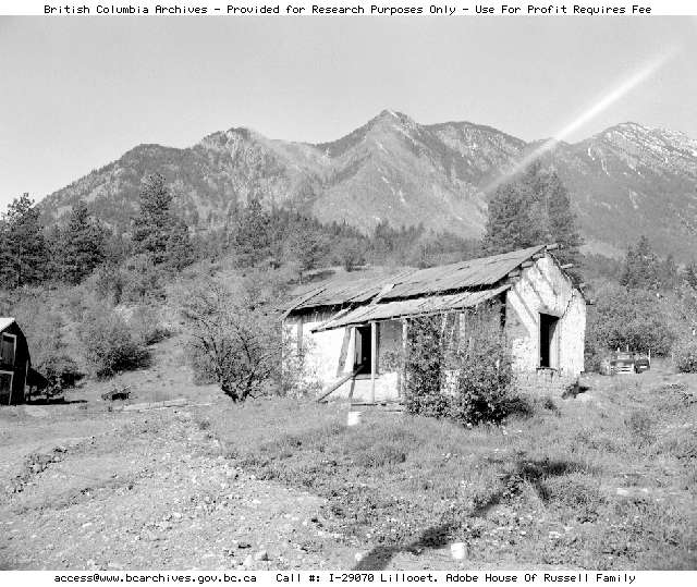 BC Archives # I-29070, Adobe House of Russell Family, Lillooet 1950s