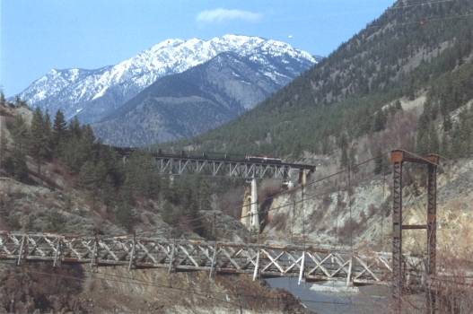 Old Royal Engineers' Bridge and BCR Bridge, Lillooet Canyon