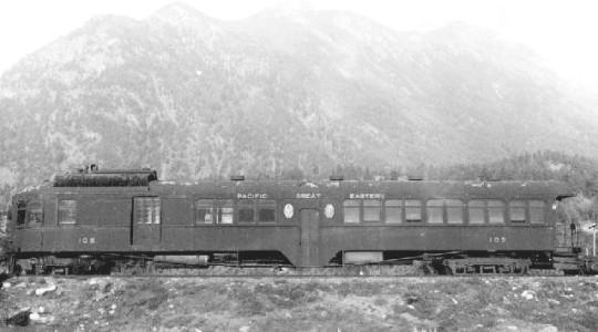 BC Archives # F-04916 - PGE Gascar at Lillooet, passenger coaches