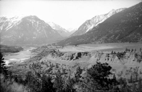 View of pre-development Hop Farm, Lillooet, 1940s  Photo E. 'Andy' Cleven