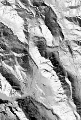 Hillshade map of Lillooet-Fountain area