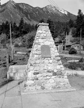 BC Archives # I-22310, Mile O Cairn Main Street Lillooet 1958