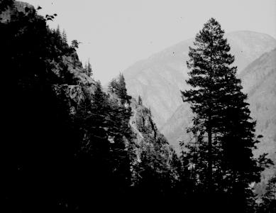 View of Nkoomptch gorge from along Seton Lake (above McNeils), photo E. Cleven, 1950s