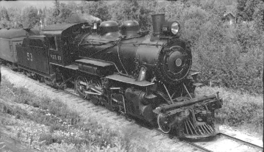 BC Archives # H-02630 - PGE Steam Locomotive 2-8-0 No. 53, Consolidation, Alta Lake area (?), 1920s