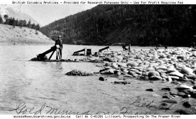 BC Archives # C-01201, Lillooet, Prospecting on the Fraser River, 1870s
